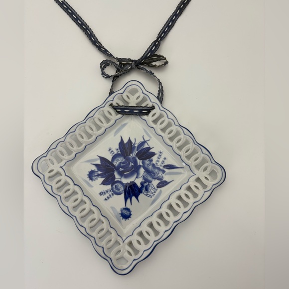 Other - Intricate Vintage Blue and White Floral Ceramic Wall Plate